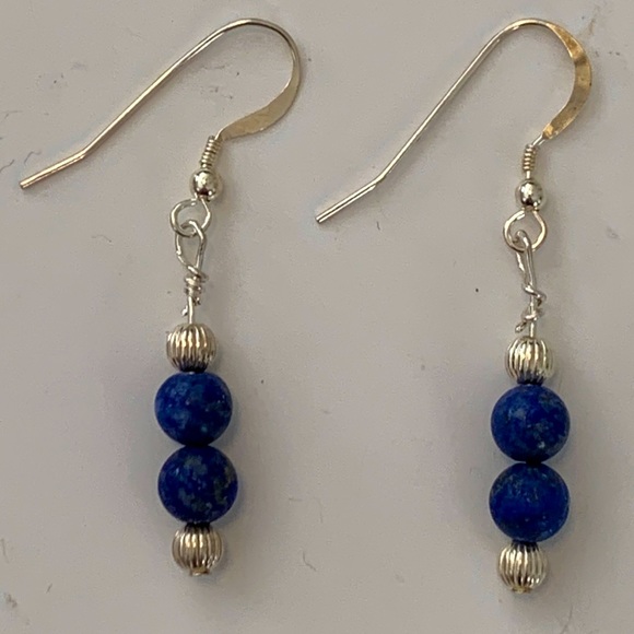 Lapis Lazuli and Sterling Silver Dangle Earrings - Picture 1 of 3